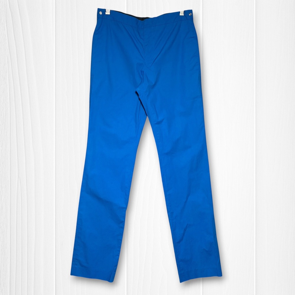 Lacoste Flat Front Snap Waist Straight Leg Trousers Mens 30x32 Royal Blue